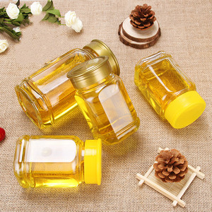 375ml <span class=keywords><strong>750ml</strong></span> 500g 1kg bát giác thủy tinh mật ong nồi lọ thủy tinh với nắp nhựa màu vàng - Product Image 2