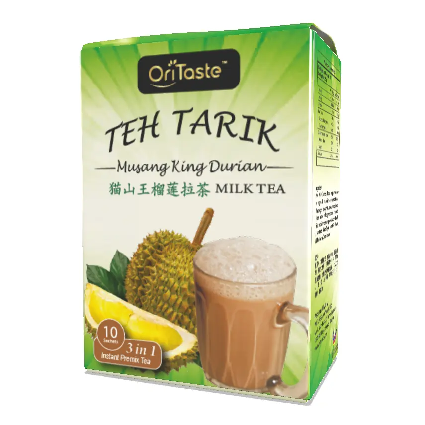 Premium kalite süt çay tozu tatlı meyve lezzet 3 in 1 lnstant Premix Musang kral Durian süt çay kutusu Oritaste