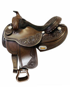 Ensemble de selle anglaise en cuir de qualité supérieure Barrel Racing Western Horse Tack en plusieurs tailles 14 "-18" et différentes couleurs - Product Image 5