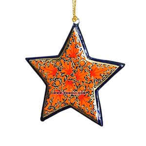 Ensemble de décoration, 1 pièce, étoile en bois peint à la main, bleu royal, décoratif de noël - Product Image 3