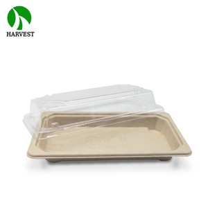 Rectangle Non Blanchi Canne À Sucre Bagasse Papier Sushi À Emporter Boîte - Product Image 4