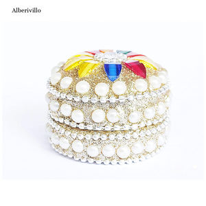 กล่องใส่เครื่องประดับโบราณสีฟ้า Lac Glitter ลูกปัดกล่องรูปหัวใจทำในอินเดียกล่องจัดเครื่องประดับงานฝีมือ - Product Image 3