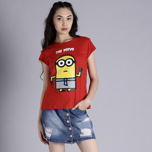 Fabricant et exportateur de t-shirts imprimés à manches courtes et col rond pour femmes en coton et polyester mélangés avec logo personnalisé d'Inde - Product Image 1