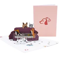 Cat and Dog Family 3d Paper Pop Up Greeting Writeable Card Bulk Greeting Cards Home Decor Christmas greeting cards 3d