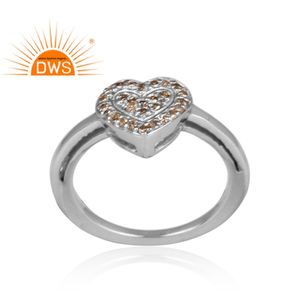 Bague de mariage en diamant pavé en forme de coeur en argent sterling plaqué rhodium blanc bijoux pour femmes cadeau pour elle - Product Image 1