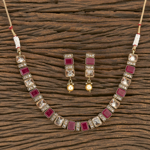 Mehndi Plated Antique Delicate <b>Necklace</b> Set 206946 - Product Image 6