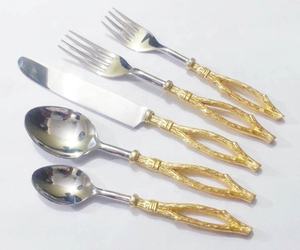 Juego de cubiertos de acero inoxidable con mango chapado en oro para restaurante, juego de cubiertos de Diseño Estándar para el hogar y el queso - Product Image 6
