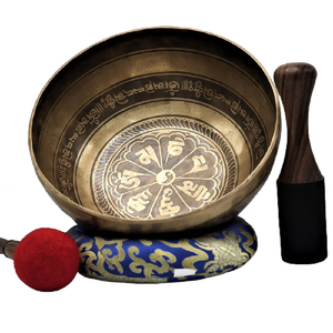 Cuencos de meditación de Chakra Premium de latón antiguo Cuencos de canto en relieve y grabados para relajar el alma Impresión personalizada - Product Image 1