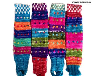 Alpaca Calentadores de piernas Calcetines Invierno Casual Ppunchay Perú Étnico Andino Handknitting - Product Image 1