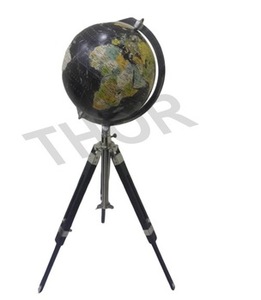 Mesa náutica con mapa del mundo, artículo de decoración de acabado cromado, Vintage - Product Image 5