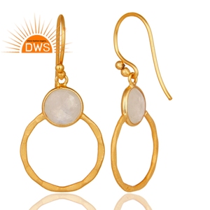 Boucles d'oreilles en pierre de lune, plaquées or 18 carats, bijoux en argent 925, boucles d'oreilles pendantes de créateur, fournisseur de bijoux - Product Image 3