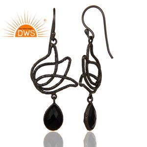 ต่างหูเงินแท้ลายดอกบัวประดับพลอยออนิกซ์สีดำธรรมชาติ รุ่นล่าสุดปี 2026 จากผู้ผลิตเครื่องประดับ - Product Image 3