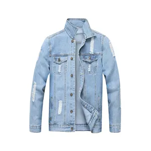 Jaket Denim Lengan Penuh Pria, Jaket Denim Gaya Hot, Jaket Jins Lengan Penuh Desain Saku untuk Pria