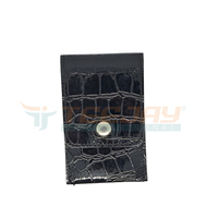 Nouvel Arrivage OEM/ODM TEEJAY ETP-480 Pochette en Raxine Noire Effet Crocodile pour 2 Pinces à Épiler et 1 Ciseaux, Couleur et Logo Personnalisables