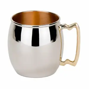 Taza de mula de Moscú pulida brillante plateada disponible en forma de diseño personalizado y taza de cobre de tamaño