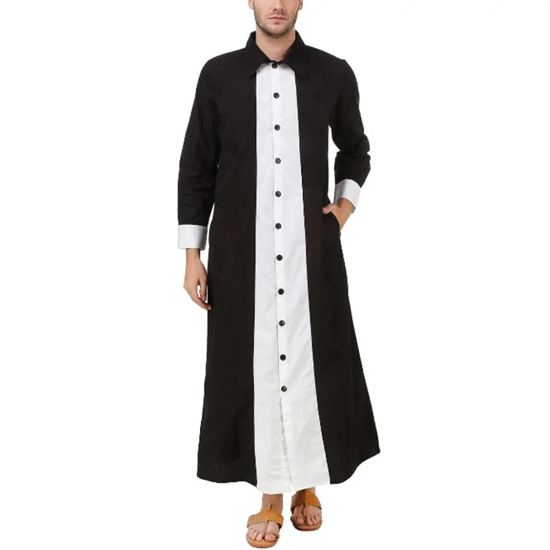 Two Toned Fashion Stylish Men Thobes With front Buttons High Quality Wholesale