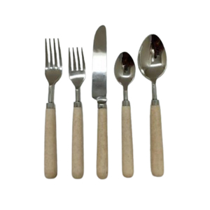 Couverts en métal d'acier inoxydable de conception antique plaquée par or de poignée en bois pour la cuisine, hôtels, couverts de restaurant - Product Image 4