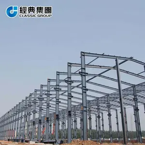 Оцинкованная стальная конструкция складской большой пролет цех сборное здание низкая стоимость стальная рама промышленный сарай