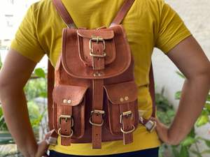 Réel De Chèvre Sac À Dos En Cuir Vintage Sacs Faits À La Main Brun Couleur Sac À Dos - Product Image 3