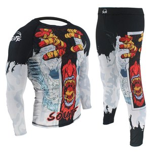 Wholesale Compression Pants Shirt Top Long Sleeve Jacket Set Suit Face Cover Gym Fitness Sets 5Pcs Men's Workout Clothes - Product Image 1