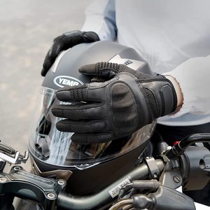 Guantes de cuero personalizados para motocicleta, de alta calidad, con protección de plástico moldeado duro para manos, para motoristas - Product Image 4