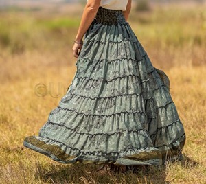 OEM ที่กำหนดเองพิมพ์สูงเอวกระโปรง Bohemian Beach สุภาพสตรีกระโปรงยาว - Product Image 3