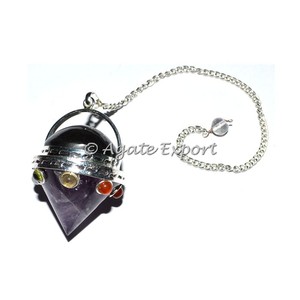 Pendules d'améthyste cône de chakra indien | Exportateur de pendule de guérison Produits de guérison en pierre Feng Shui - Product Image 1