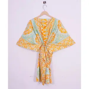 Floral Beach Cover Up Kaftan Dress Beautiful Design Pure Cotton Kaftan Plus Size Light Weight Summer Wear Sleep Wear Kaftan