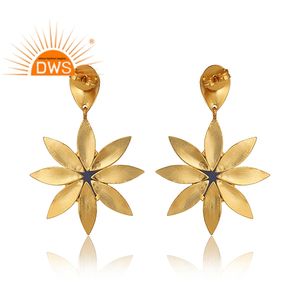 อินเทรนด์ยอดขายทองชุบห้อยต่างหูสีฟ้า Chalcedony พลอยผู้ผลิตต่างหู - Product Image 3