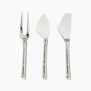 Rebanadora de queso decorativa Plata Acero inoxidable Rústico Buffet Calentador Cubiertos Rectangular Mango forjado Juego de queso - Product Image 6