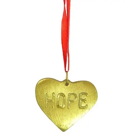 METAL SMALL GOLDEN BEST QUALITY HOME DECOR CHRISTMAS TREE DECORATION HOPE HEART DESIGN CHRISTMAS HANGING ORNAMENT