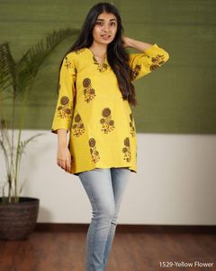 Kurti กางเกงยีนส์ขาสั้นสำหรับผู้หญิง,เสื้อลำลองด้านนอกใส่ทำงานทำจากผ้าฝ้ายสำหรับผู้หญิง - Product Image 3