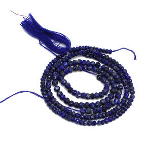 Cuentas Redondas Facetadas de Corindón Azul Zafiro de Alta Calidad, 3-4 mm, Hilo de 15.50 Pulgadas, Piedra Duradera, Gemas Ishu MS1660 - Product Image 1