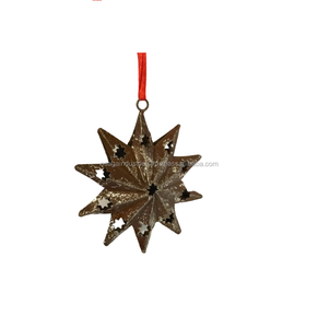 ของตกแต่งเทศกาลคริสต์มาส,ที่แขวนประดับคริสต์มาสดีไซน์รูปดาวสีน้ำตาลและสีเงินสำหรับตกแต่งบ้านของคุณ - Product Image 2