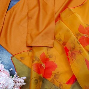 Kurti / Top Plazo / pantalon uni jaune orange tournesol avec dupatta en organza présenté par Royal Export - Product Image 4
