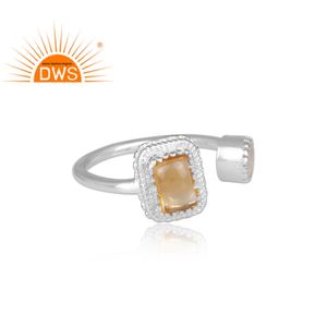 Anillo de Plata de Ley 925 con gema de Luna y arcoíris para mujer, joyería hecha a mano, anillo abierto - Product Image 3