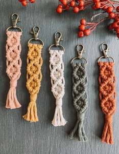 Macrame <b>Keychain</b>, <b>CUSTOM</b> <b>KEYCHAIN</b>, Boho Keychains, Bridesmaid Gifts, Colorful Tassel <b>Keychain</b> Lanyard - Product Image 1