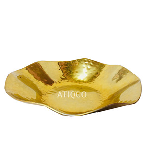 <b>Sand</b> Casted Aluminum Eco-Friendly Korean Design Fruit Dish Plate Gold <b>Color</b> Stylish and Smart Party Use - Product Image 1