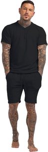 ชุดเสื้อผ้าสองชิ้นสีพื้นของผู้ชาย,ชุดกีฬาใส่วิ่งจ๊อกกิ้งกางเกงขาสั้นเล่นบาสเกตบอลเสื้อยืดแขนสามส่วนสำหรับฤดูร้อน - Product Image 5