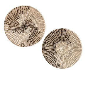 Juego de Cestas Colgantes de Mimbre Natural para Decoración, Decoración de Pared de Pasto Marino Colorido - Product Image 1