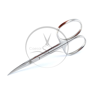 Ciseaux de manucure à cuticules à pointes tranbées, 9.5 CM, en acier inoxydable, lame incurvée, finition de sable, emballage personnalisé, vente en gros - Product Image 2