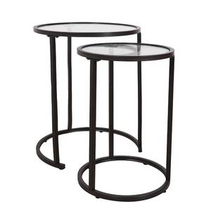 Modern Round Iron Nesting <b>Side</b> <b>Table</b> Set of 2 with <b>Glass</b> Top <b>for</b> <b>Living</b> <b>Room</b> Bedroom Sofa Cafe Hotel Furniture Wholesale Buyers - Product Image 1