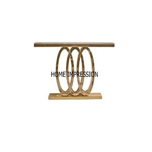 Base de branches en métal attrayante avec miroir rond en verre Table de qualité de luxe pour le salon et la table décorative du hall - Product Image 4