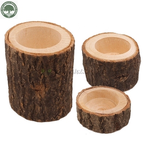 Porte-bougie rustique en bois de pin naturel, pot à succulentes, centre de table écologique pour mariage et anniversaire - Product Image 3