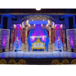 เสาประดับงานแต่งงานสีทองแบบอินเดียใต้  ซุ้มแต่งงานแบบเสาคู่สุดอลังการ ซุ้มแต่งงานแบบทามิลสุดอลังการ และการจัดเวทีในสหรัฐอเมริกา - Product Image 1