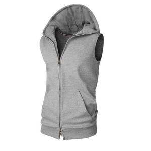 Sudadera sin Mangas para Gimnasio, para Hombre, Bordada, 100% Algodón, con Cierre, Secado Rápido, Transpirable - Product Image 1