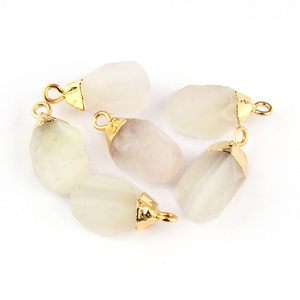 Connecteur plaqué or, 50 pièces, en agate blanche, pendentif à simple feuille, résultats de breloques, vente en gros - Product Image 1