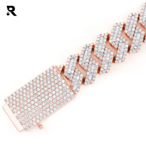 Pulsera de eslabones cubanos reales de 20,50 quilates para mujer, pulseras y brazaletes de diamantes Baguette levantados, estilo Miami - Product Image 3