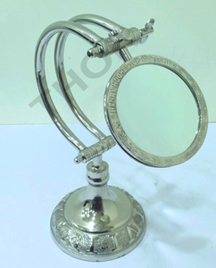 แว่นขยายตั้งโต๊ะ,แว่นขยายแผนที่เดสก์ท็อปแว่นขยายกระจก Chrome ทองเหลือง - Product Image 2