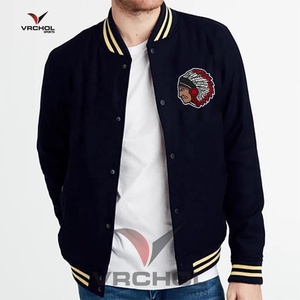 Veste universitaire vintage personnalisable pour homme, hiver, grande taille, doublure polaire, emblème brodé, polyester uni, tricoté en laine - Product Image 1